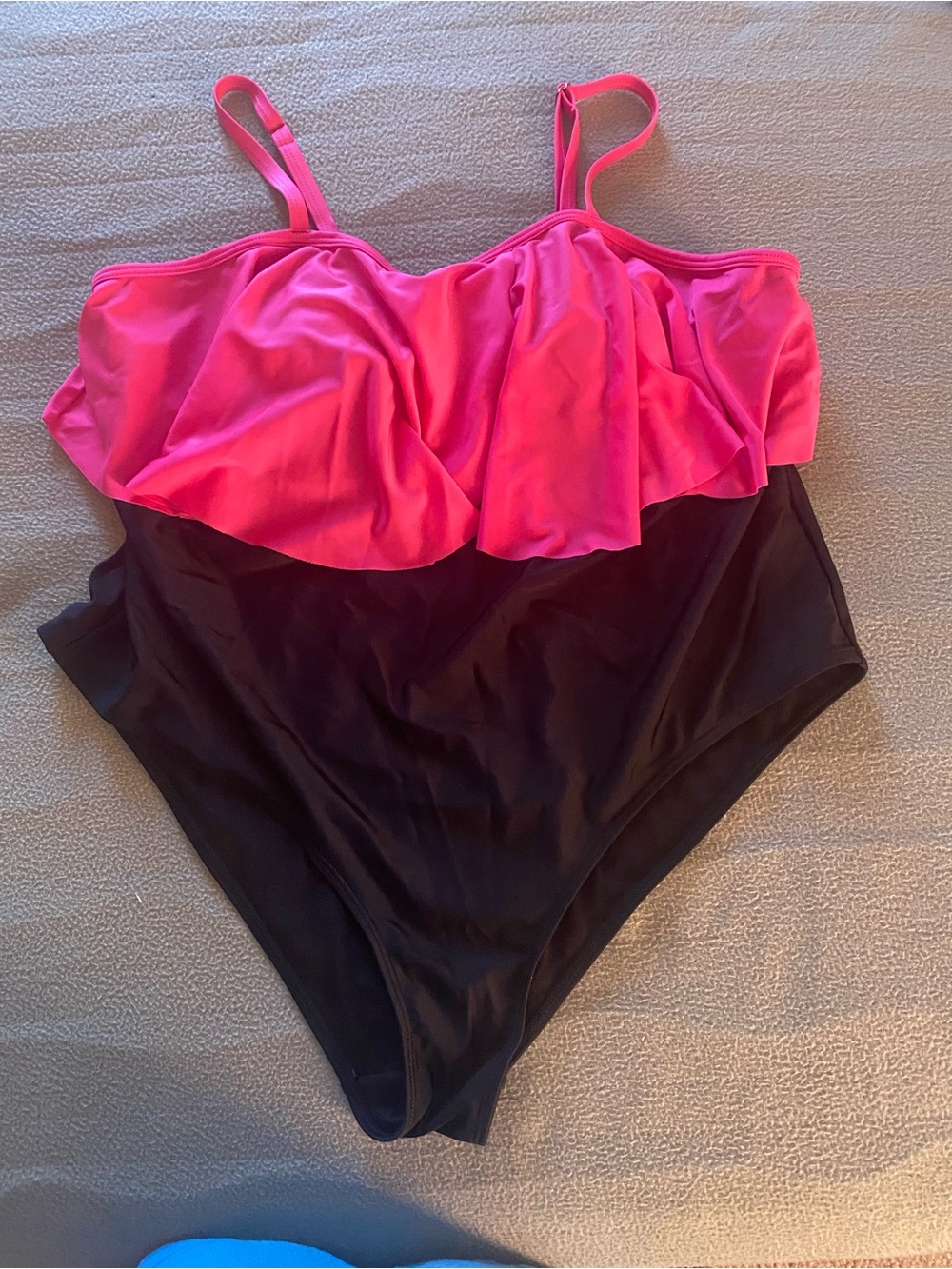 Women’s Pink and Black One-Piece Swimsuit